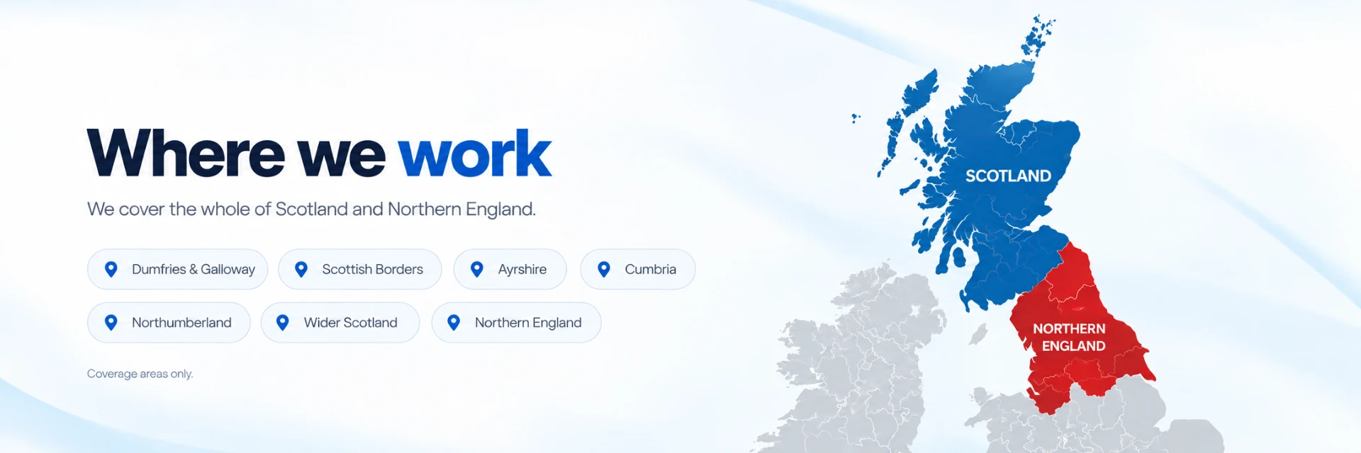 Map showing Scotland and Northern England highlighted as the areas Your Temperature Solutions Ltd covers